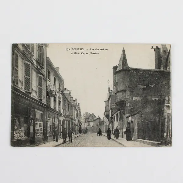 Vintage Bourges Rue des Arenes Hotel Cujas France Litho Postcard 1910s