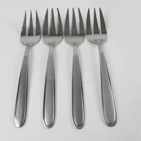 Set of 4 Oneida Peninsula Stainless Medium Solid Cold Meat Serving Forks
