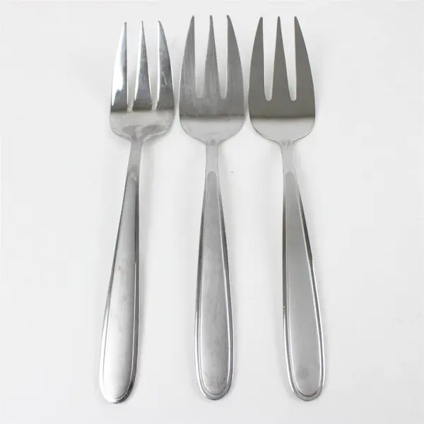 Set of 3 Oneida Peninsula Stainless Medium Solid Cold Meat Serving Forks