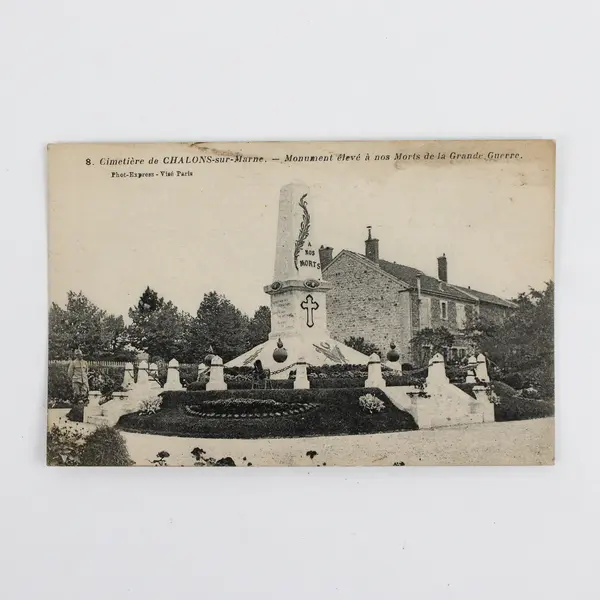 Vintage Chalons-sur-Marne Cemetery Monument WWI France Litho Postcard 1910s