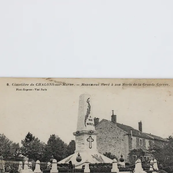Vintage Chalons-sur-Marne Cemetery Monument WWI France Litho Postcard 1910s