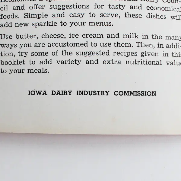 Vintage 1950s Tasty Dairy Dishes Booklet Iowa Dairy Industry Commission 
