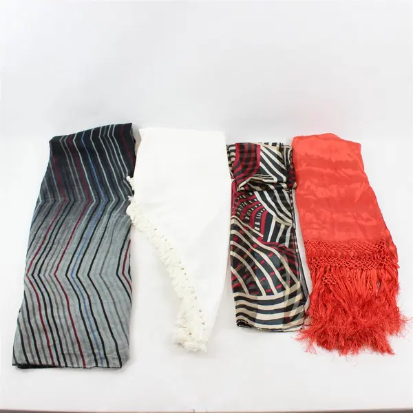 Lot of 4 Unbranded Vintage Scarves - Various Shades and Textures - FLAWED