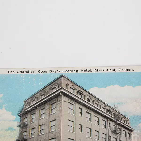 The Chandler Coos Bay's Leading Hotel Marshfield Oregon Color Postcard 1920s 