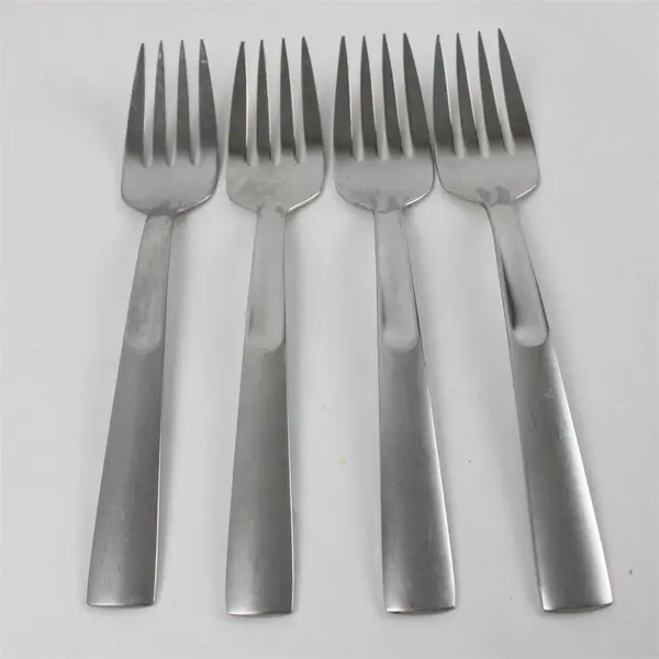 Set of 4 Oneida Satin Scoop Stainless Medium Solid Cold Meat Serving Forks