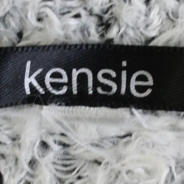 Kensie Women's M/L Black And White Fuzzy Eyelash Yarn Open Front Cardigan