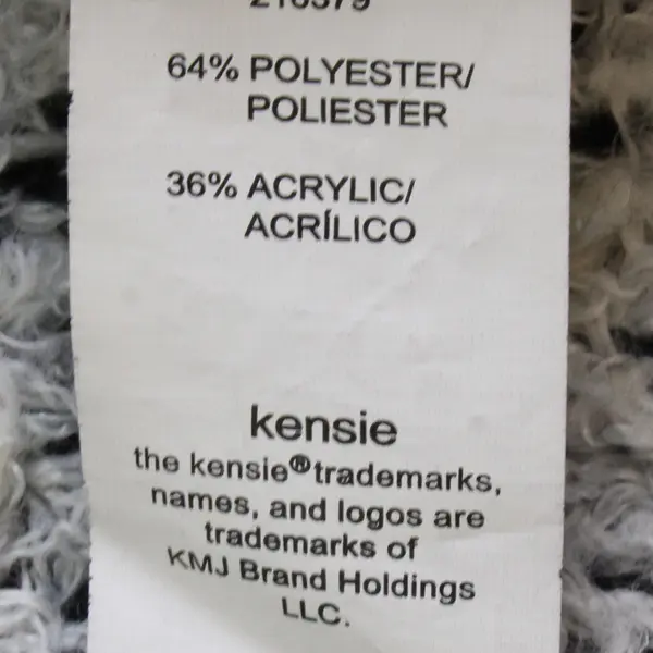 Kensie Women's M/L Black And White Fuzzy Eyelash Yarn Open Front Cardigan