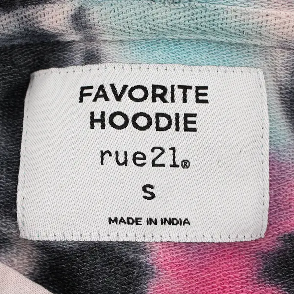 Rue21 Pink Blue and Gray Tie-Dye Cropped Hoodie Women's Small