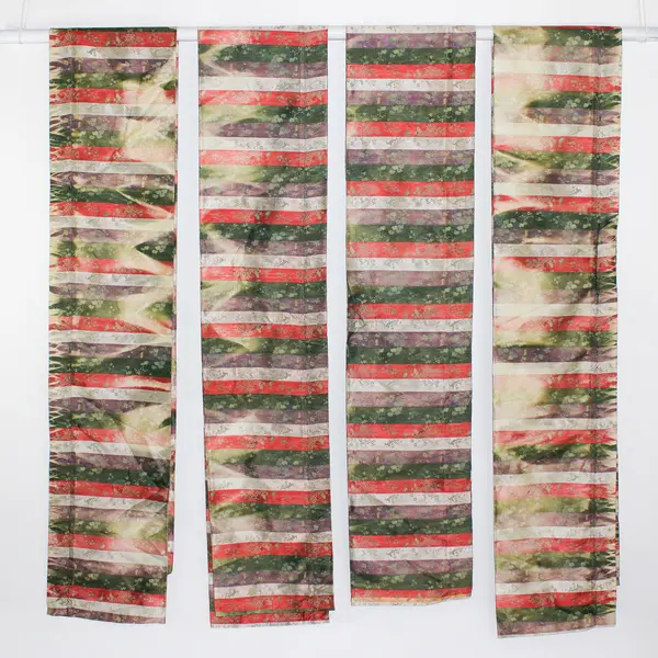 Lot Of 4 Unbranded Matching Multicolor Asian Style Cafe/Tier Curtains 124" x 14"