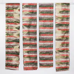 Lot Of 4 Unbranded Matching Multicolor Asian Style Cafe/Tier Curtains 124" x 14"