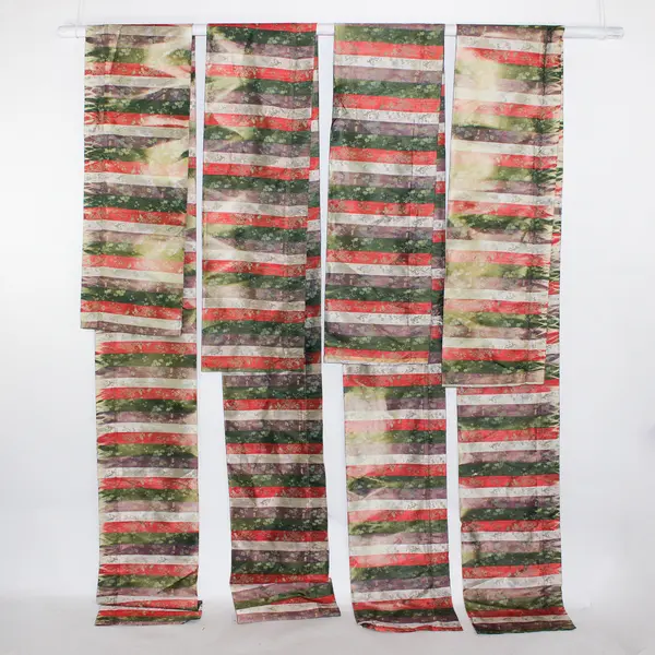 Lot Of 4 Unbranded Matching Multicolor Asian Style Cafe/Tier Curtains 124" x 14"