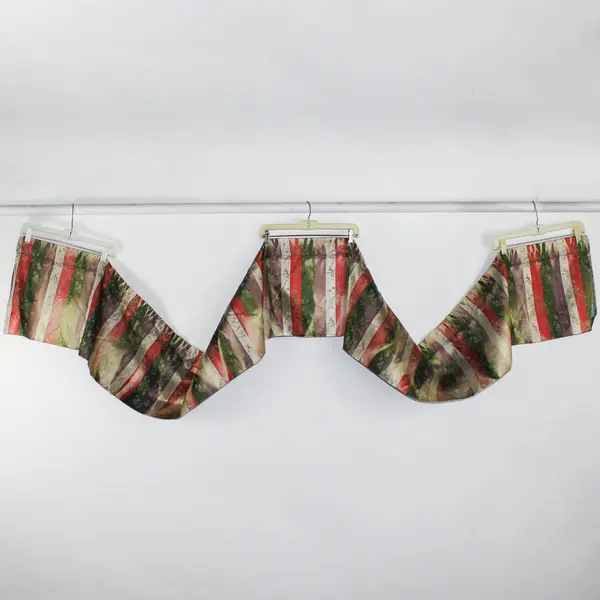 Lot Of 4 Unbranded Matching Multicolor Asian Style Cafe/Tier Curtains 124" x 14"