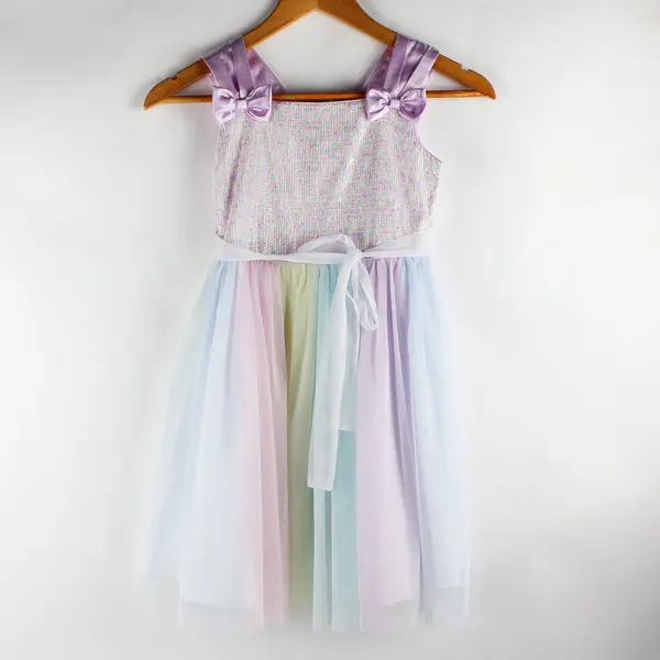 Jona Michelle Pastel Rainbow Sequin Tutu Dress Girls' Size 7