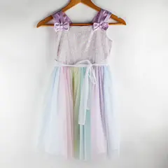 Jona Michelle Pastel Rainbow Sequin Tutu Dress Girls' Size 7