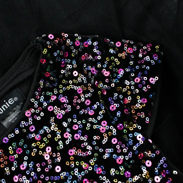 Zunie Black Cap Sleeve Tutu Dress Multicolor Sequins Girls' Size 14