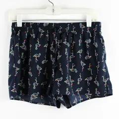 City Streets Flamingo Print Navy Blue Casual Vacation Shorts Women's Size Small