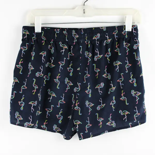 City Streets Flamingo Print Navy Blue Casual Vacation Shorts Women's Size Small