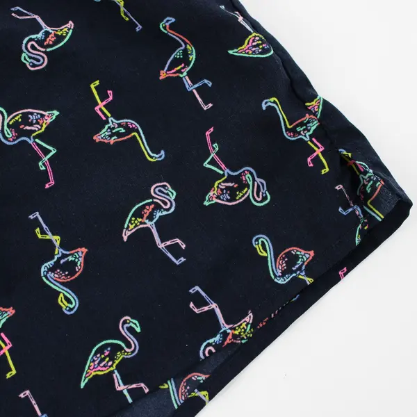 City Streets Flamingo Print Navy Blue Casual Vacation Shorts Women's Size Small