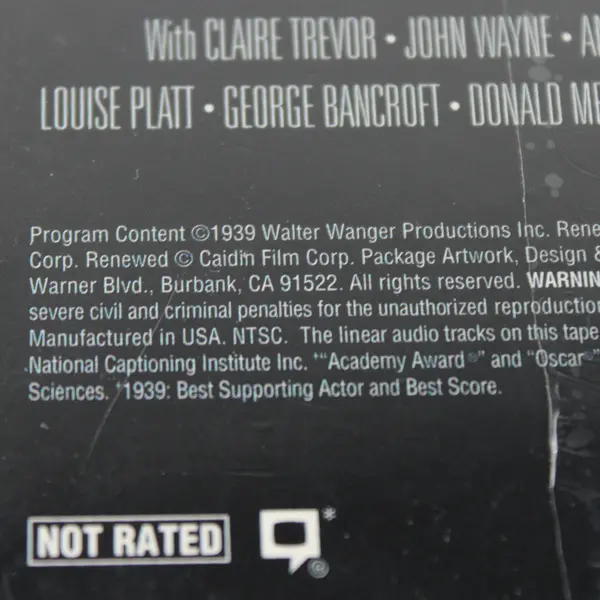 VHS Tape Stagecoach John Wayne Claire Trevor Original Release 1939 New Sealed
