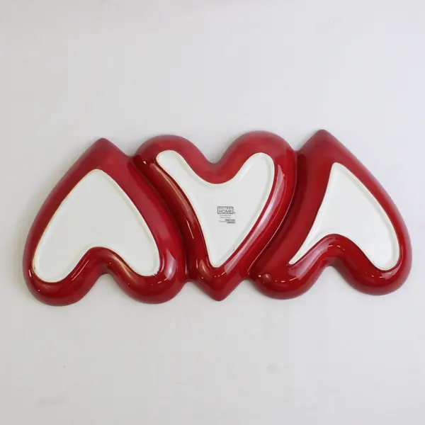 Holiday Home Red/Pink Valentine Hearts Ceramic Decorative Serving Tray
