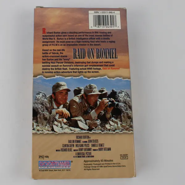VHS Tape Raid on Rommel Starring Richard Burton Released on Tape 1996 Good