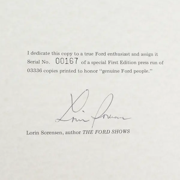 The Fordiana Series The FORD SHOWS by Lorin Sorensen Ltd 1st Edition Press Run