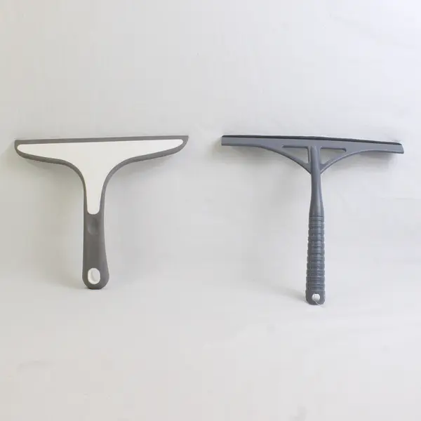 Lot Of 2 Unbranded Gray Plastic Shower Squeegee Cleaning Utensils