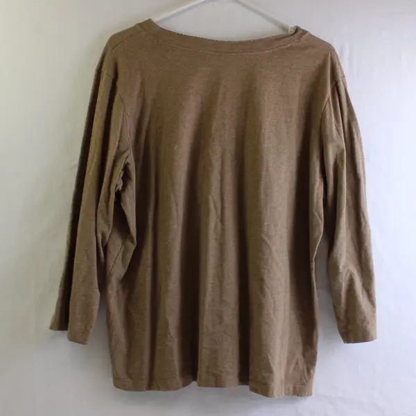 White Stag Brown 3/4-Sleeve V-Neck Cotton T-Shirt Women's XL 16/18