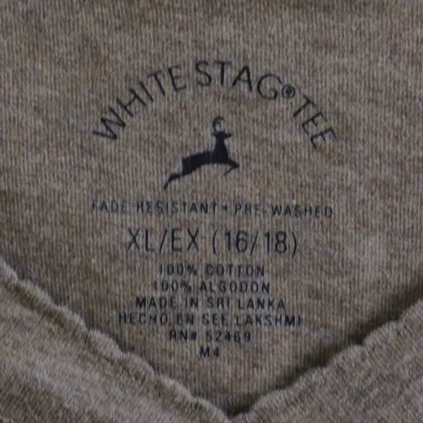White Stag Brown 3/4-Sleeve V-Neck Cotton T-Shirt Women's XL 16/18