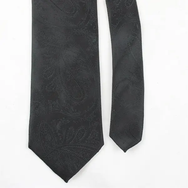Vesuvio Napoli Black Embroidered Paisley Men's Necktie 60"