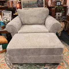 Ashley Furniture Gray Chair And A Half With Ottoman- Local Pickup Only