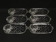 Set of 6 Hazel Atlas Teardrop Snack Sets Tray And Cup 