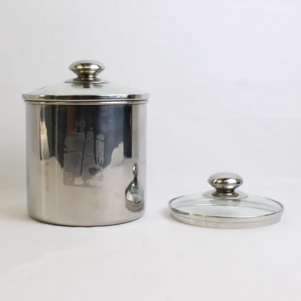 Lot Of 3 Unbranded Matching Stainless Steel Canisters With Matching Clear Lids