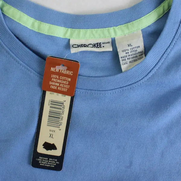 NWT Cherokee Light Blue Short-Sleeved Cotton T-Shirt Women's XL