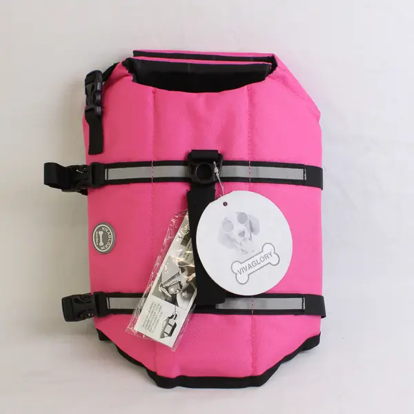 Vivaglory Pink/Black Sports Style Ripstop Dog Life Jacket Safety Vest