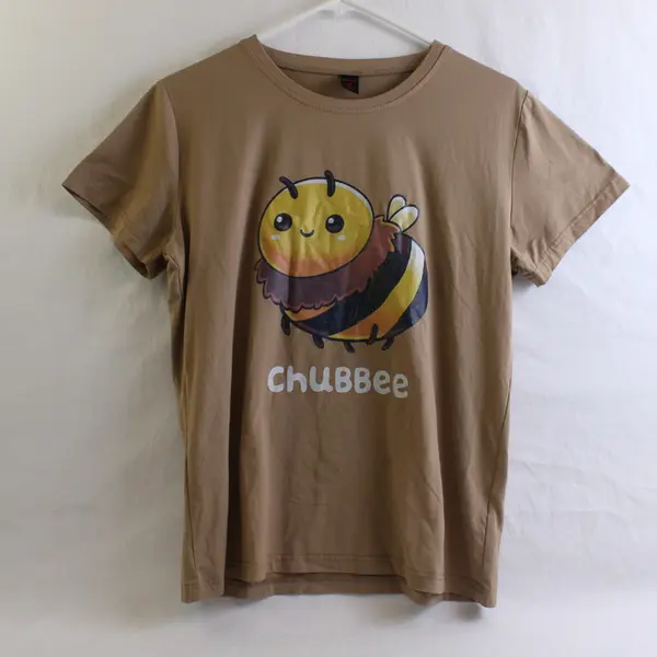 Romwe Brown Crew Neck Chubbee Graphic T-Shirt Women's Medium
