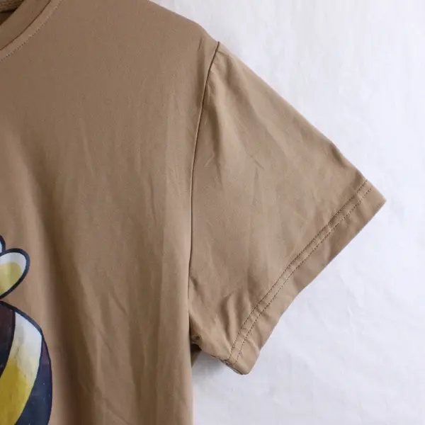 Romwe Brown Crew Neck Chubbee Graphic T-Shirt Women's Medium