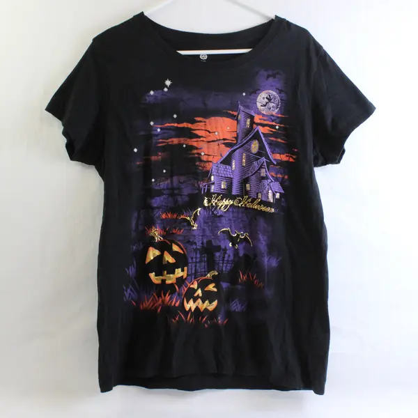  Happy Halloween Black Graphic T-Shirt Women's XL 16-18