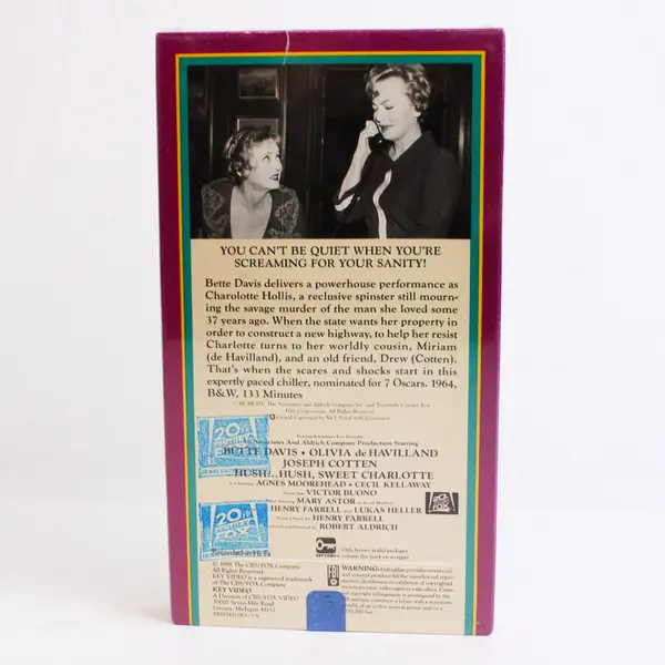 Vintage 1988 VHS Hush Hush, Sweet Charlotte Bette Davis B&W New Sealed