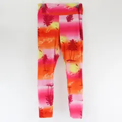 No Boundaries Pink Orange & Yellow Beach-Themed Leggings Juniors Large 11-13