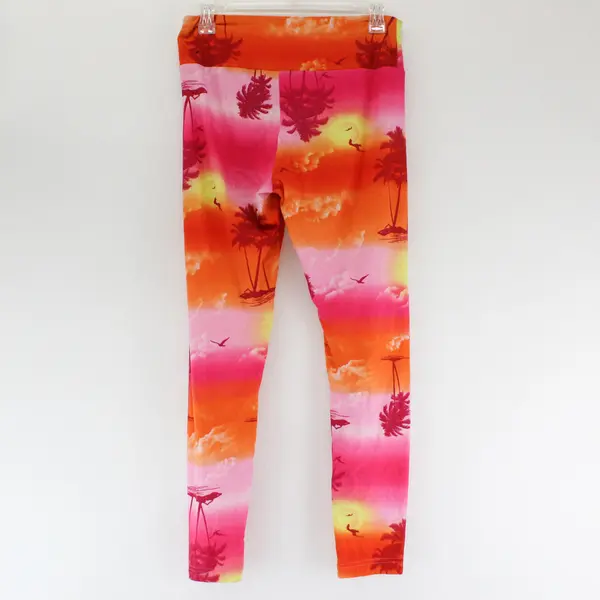 No Boundaries Pink Orange & Yellow Beach-Themed Leggings Juniors Large 11-13