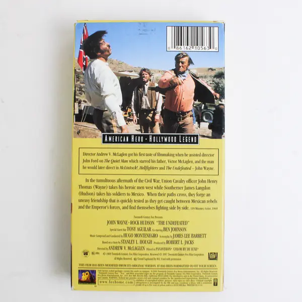 Vintage 1969 Film VHS The Undefeated John Wayne Rock Hudson Good Condition