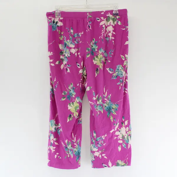 Liz Claiborne Purple and Green Floral Print Pajama Capris Women's Small