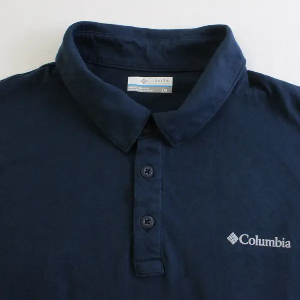 Columbia Navy Blue Short-Sleeved Polo Shirt Men's Large