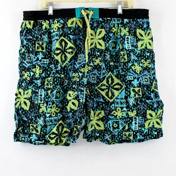 Green and Blue Patterned Swim Trunks Men's Size 36