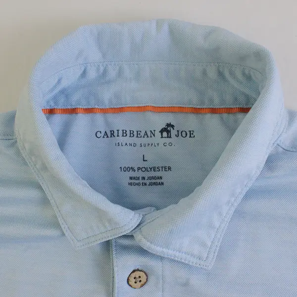 Caribbean Joe Light Blue Polo Shirt Men's Large