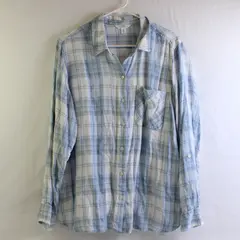 Time And Tru Light Blue and White Plaid Button-Up Women's XXL 20