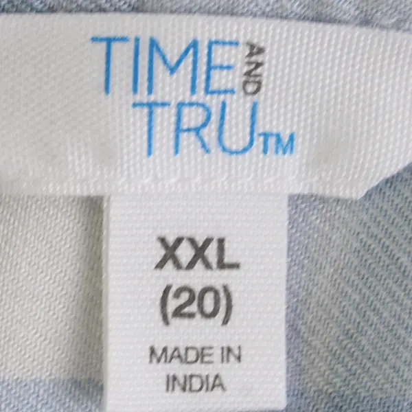 Time And Tru Light Blue and White Plaid Button-Up Women's XXL 20