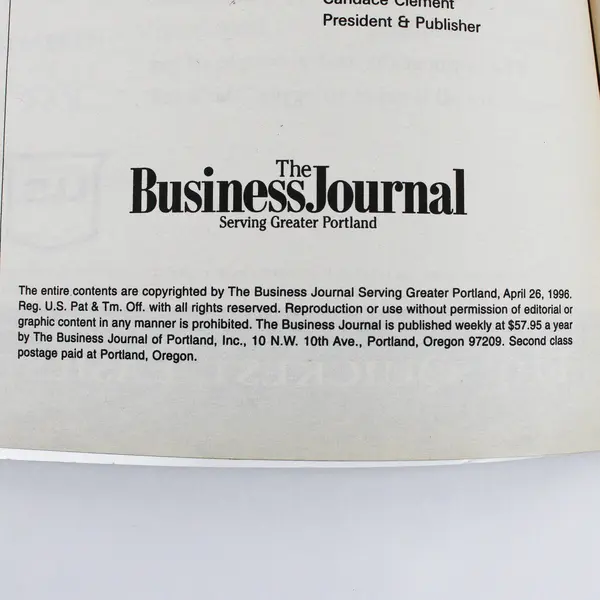 The Business Journal Portland Oregon Top 25 Lists April 1996 Magazine
