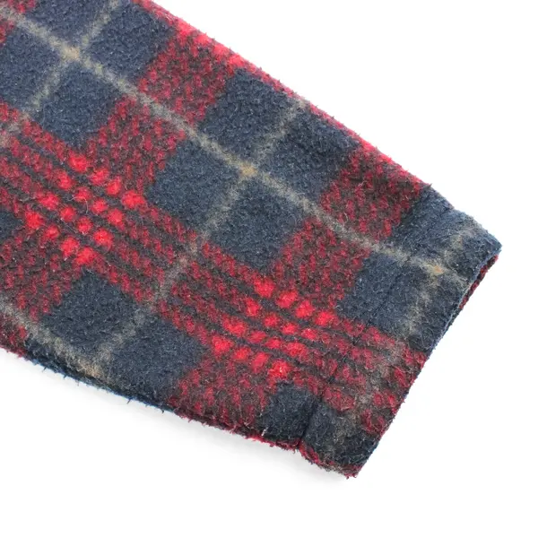 St. Johns Bay Men's M Blue/Red Plaid Heavyweight Fleece 1/4 Zip Pullover Sweater